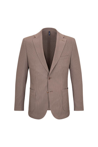 Kahverengi Comfort Fit Mono Yaka Klasik Ceket 
