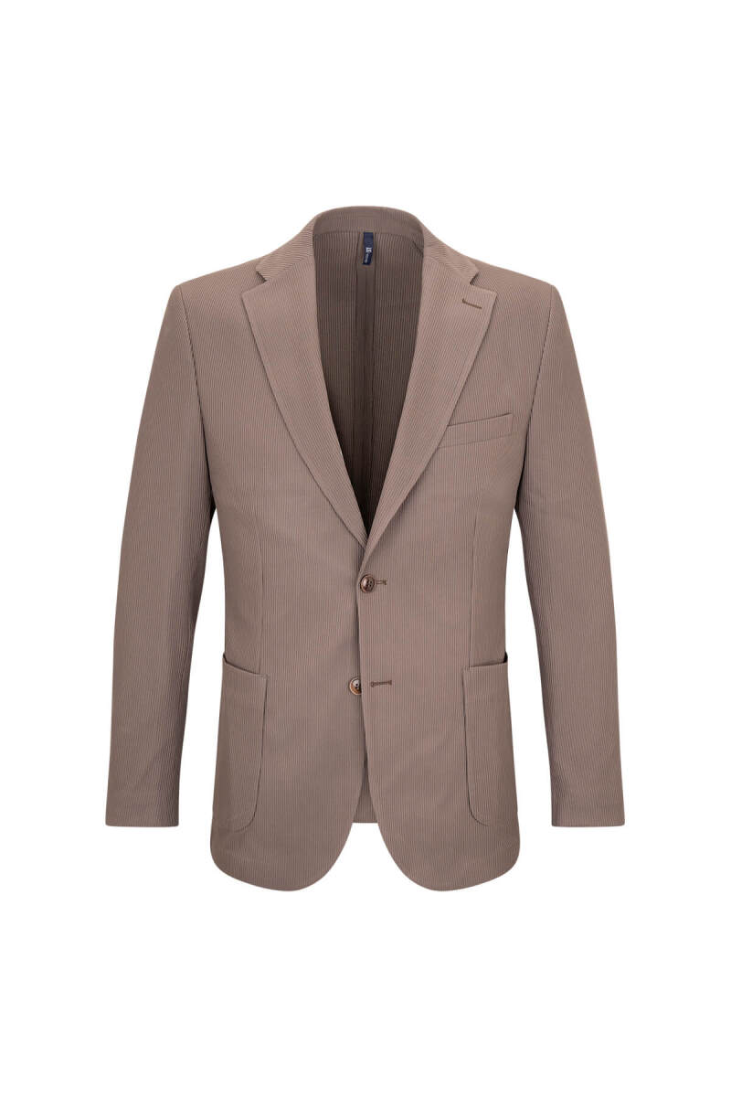 Kahverengi Comfort Fit Mono Yaka Klasik Ceket - HTML