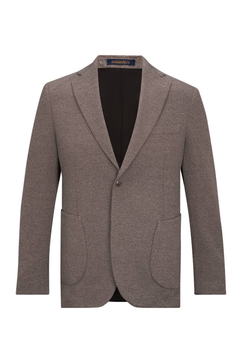 Kahverengi Comfort Fit Mono Yaka Klasik Ceket - Hatemoğlu