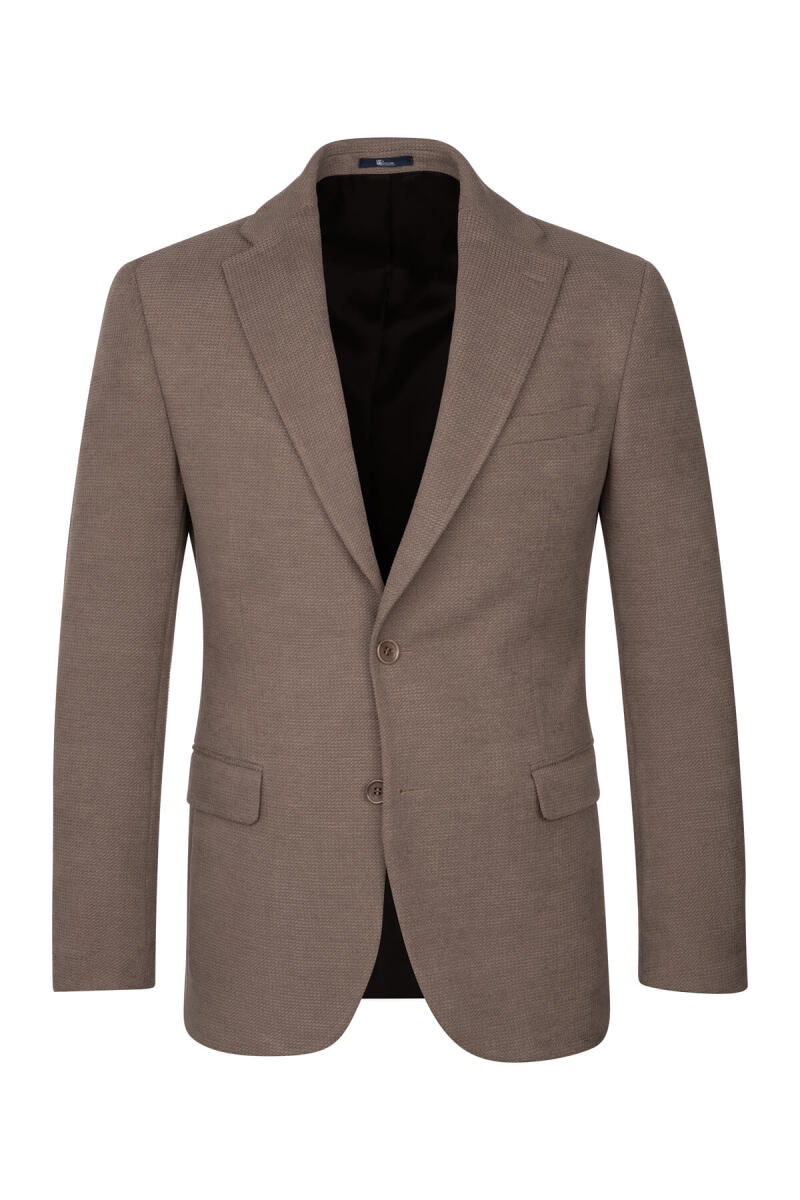 Kahverengi Comfort Fit Mono Yaka Klasik Ceket