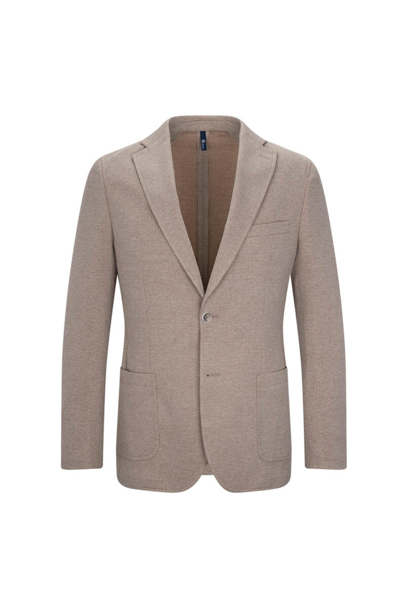 Kahverengi Comfort Fit Mono Yaka Klasik Ceket - HTML