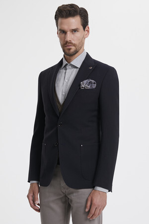Desenli Slim Fit Ceket - Thumbnail