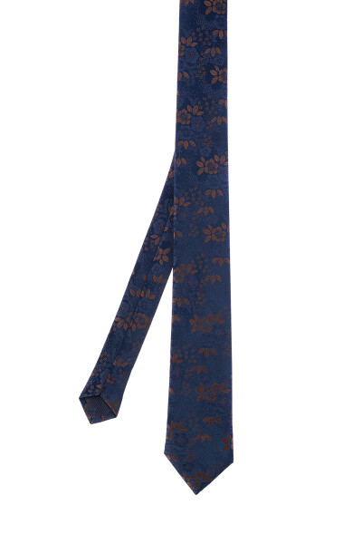 Kahverengi Desenli Klasik Micro Kravat - 2