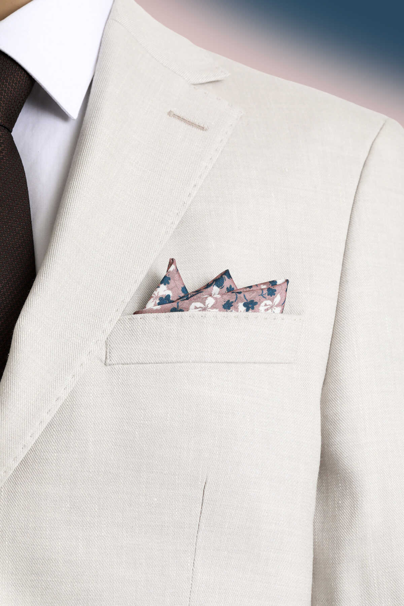 Kahverengi Desenli Klasik Saten Cep Mendili - Hatem Saykı