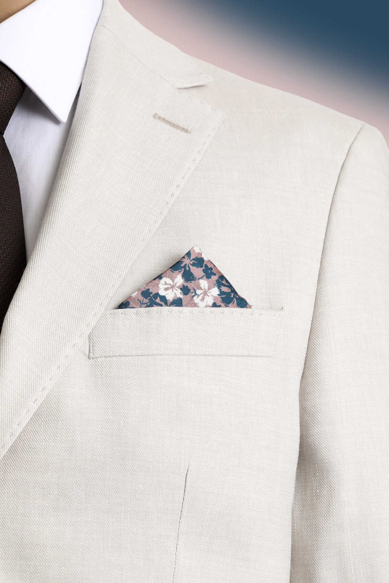 Kahverengi Desenli Klasik Saten Cep Mendili - Hatem Saykı (1)