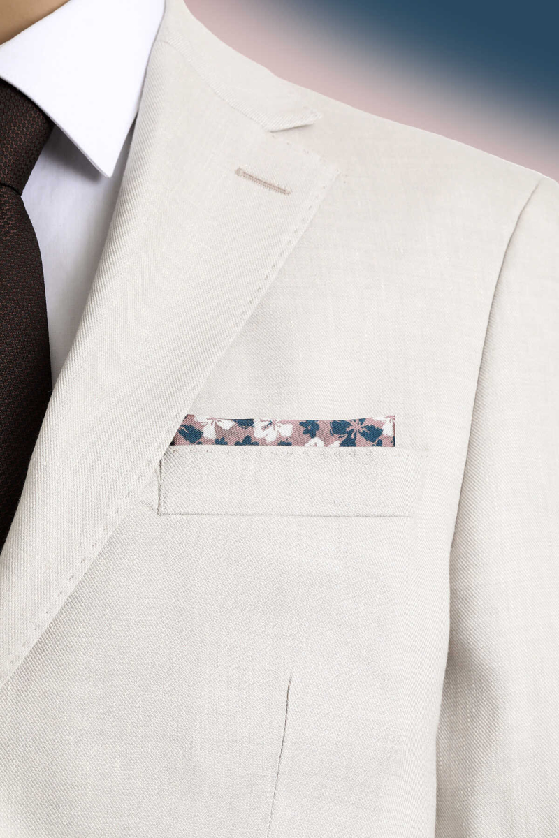 Kahverengi Desenli Klasik Saten Cep Mendili - Hatem Saykı (1)