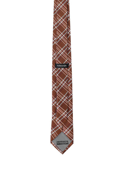 Kahverengi Desenli Micro Kravat - 3