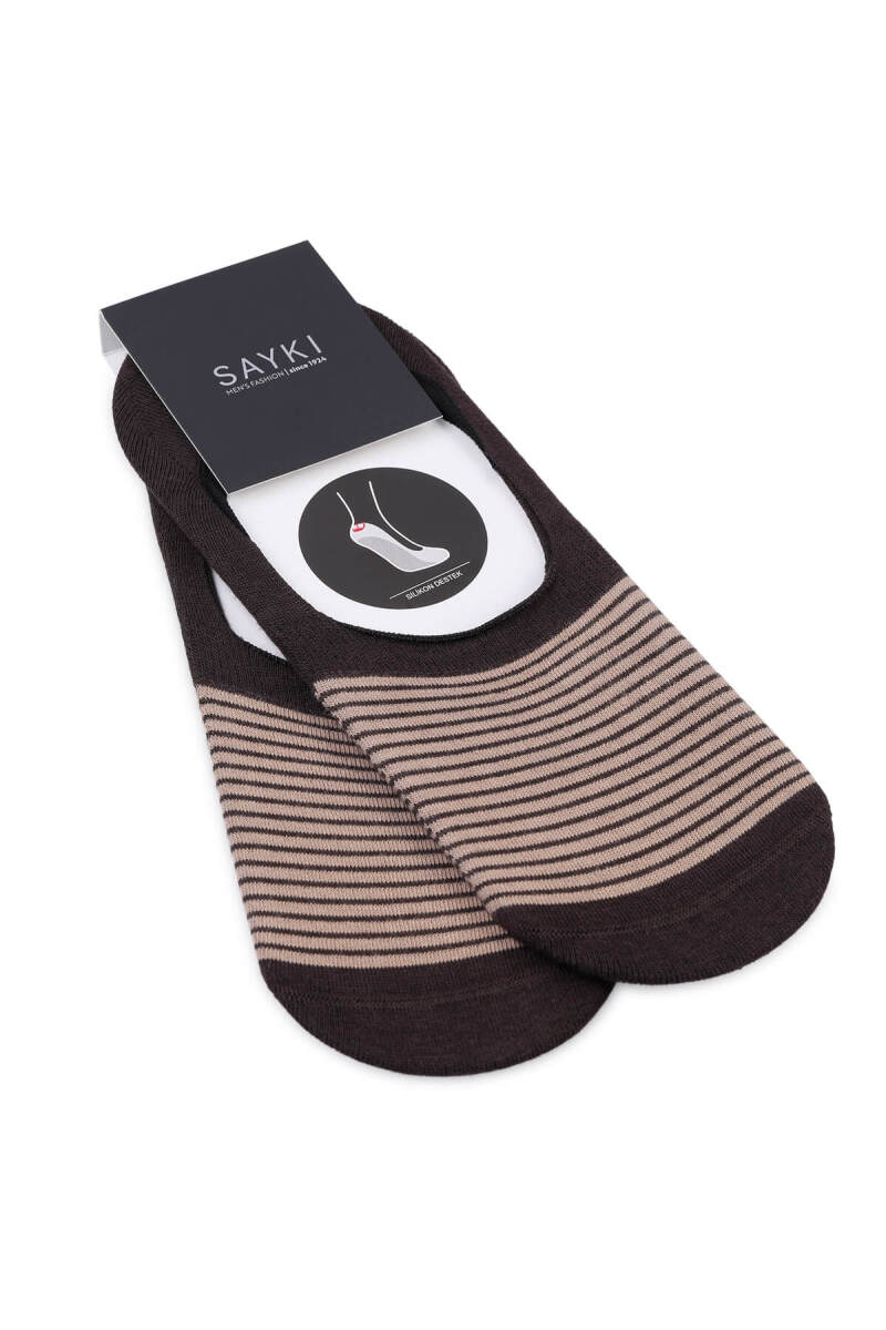 Kahverengi Desenli Pamuklu İkili Babet Çorap - HATEM SAYKI