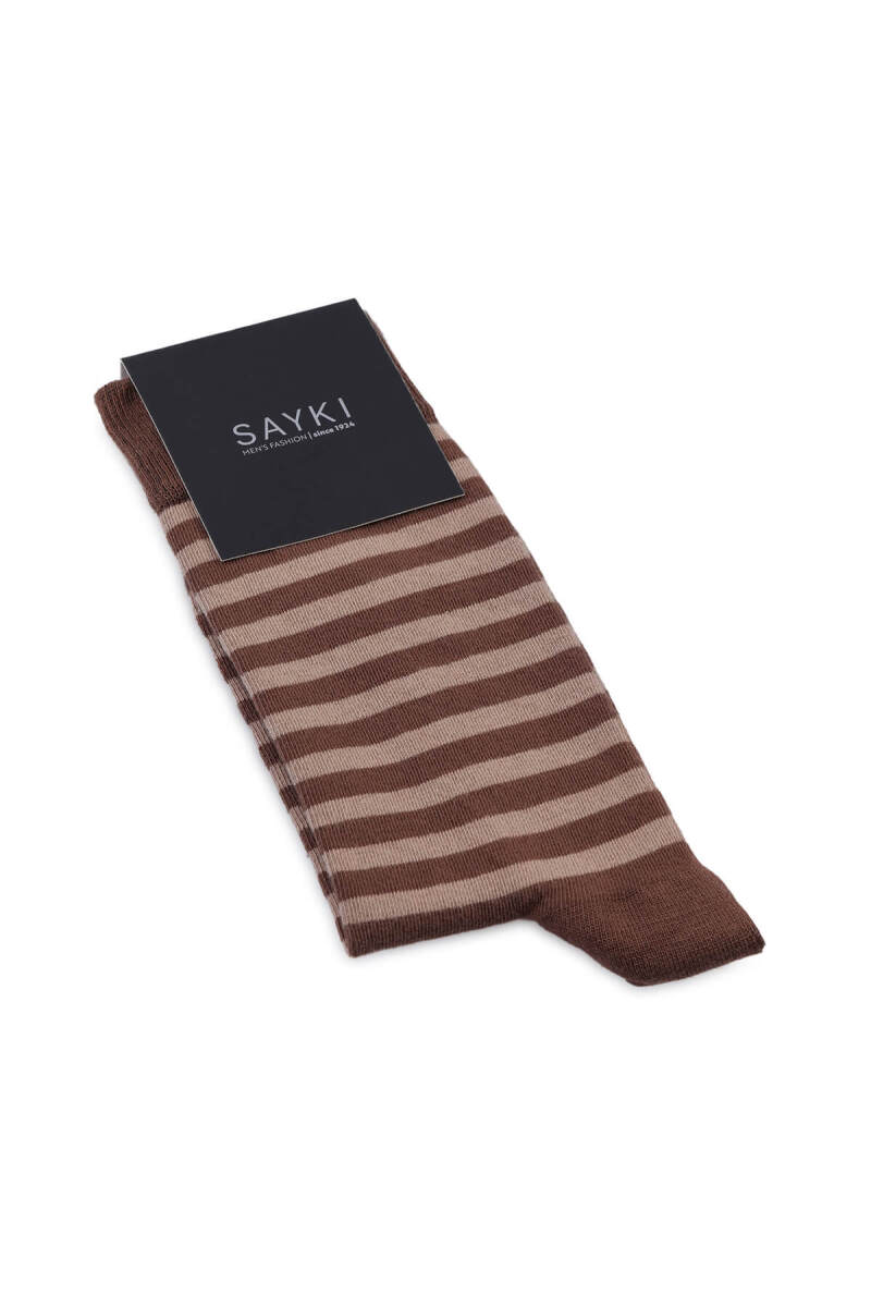 Kahverengi Desenli Pamuklu Soket Çorap - HATEM SAYKI