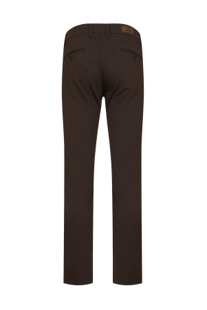 Kahverengi Slim Fit Desenli Pamuklu Yandan Cep Kanvas Pantolon - Thumbnail