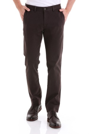 Kahverengi Regular Fit Düz Yandan Cepli Basic Kanvas Pantolon - Thumbnail
