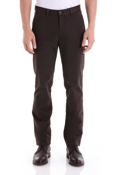 Kahverengi Regular Fit Yandan Cepli Basic Kanvas Pantolon 