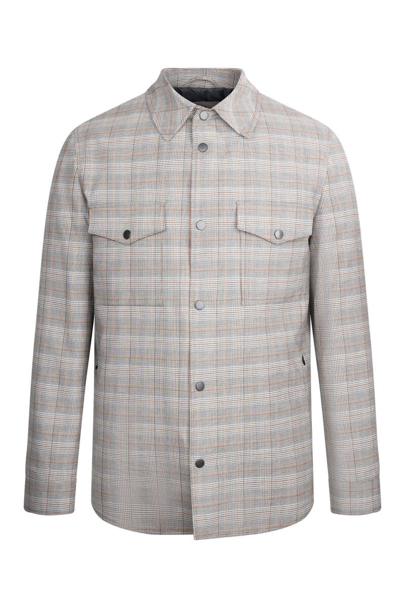 Kahverengi Dinamik Fit Kareli Bebe Yaka Elyaflı Yünlü Mont - Hatemoğlu