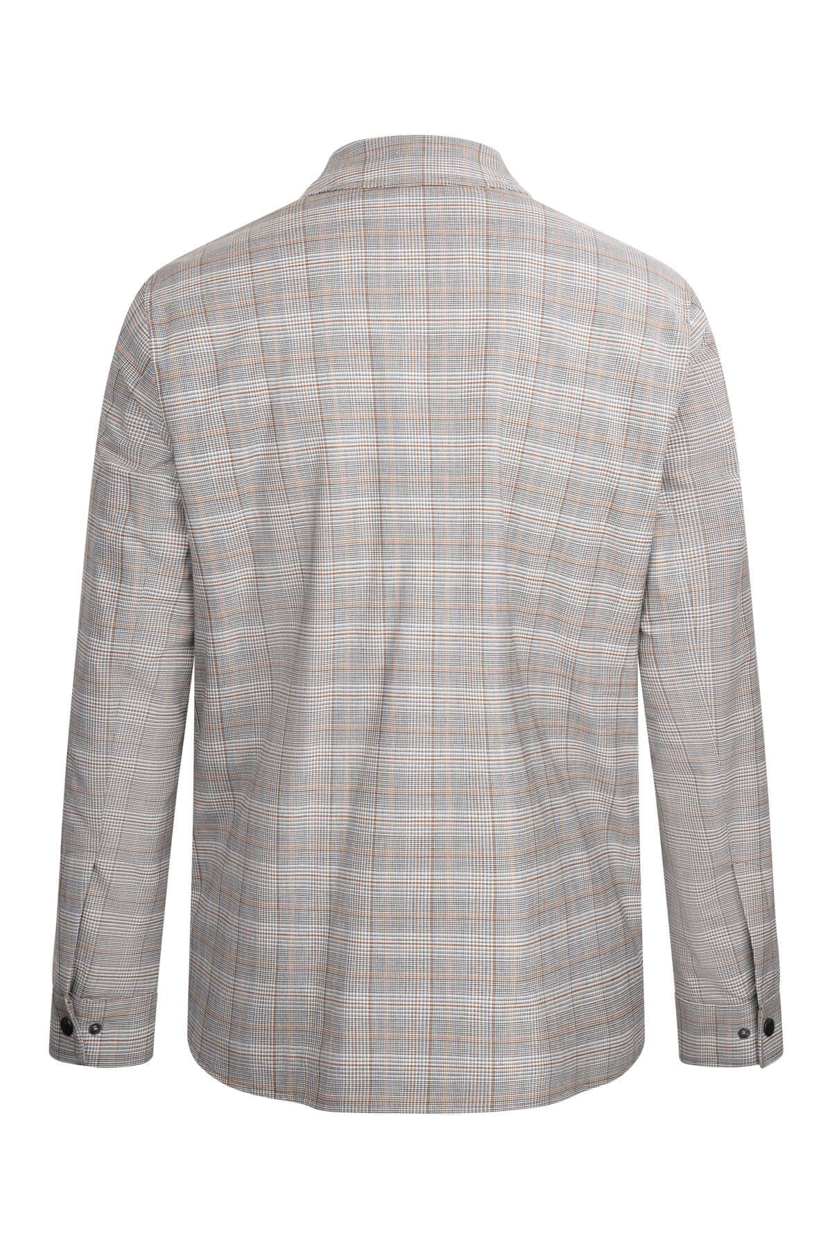 Kahverengi Dinamik Fit Kareli Bebe Yaka Elyaflı Yünlü Mont - 2