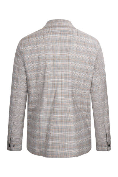 Kahverengi Dinamik Fit Kareli Bebe Yaka Elyaflı Yünlü Mont - 2