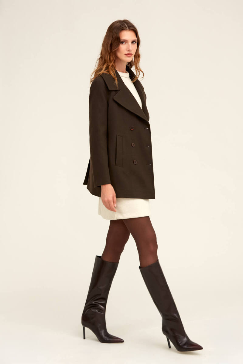 Saykı Woman Kahverengi Dinamik Fit Kruvaze Kaşe Mont - Saykı Woman (1)