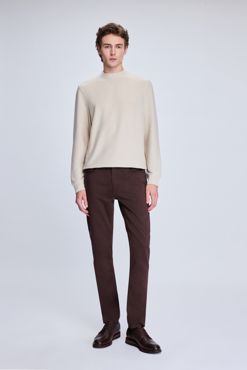 Kahverengi Dinamik Fit Pamuklu 5 Cep Kanvas Pantolon - Hatem Saykı (1)