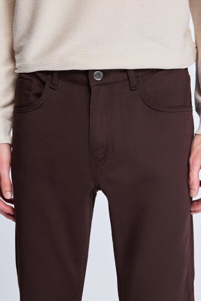 Kahverengi Dinamik Fit Pamuklu 5 Cep Kanvas Pantolon - 3