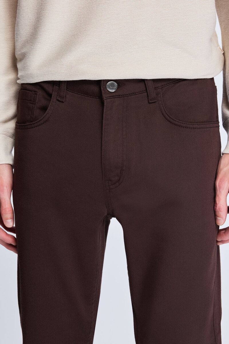 Kahverengi Dinamik Fit Pamuklu 5 Cep Kanvas Pantolon - Hatem Saykı (1)