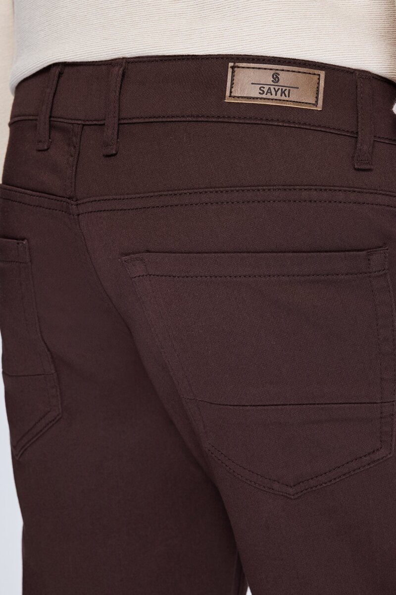 Kahverengi Dinamik Fit Pamuklu 5 Cep Kanvas Pantolon - Hatem Saykı (1)
