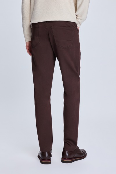 Kahverengi Dinamik Fit Pamuklu 5 Cep Kanvas Pantolon - 5