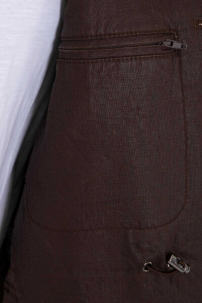 Kahverengi Hakim Yaka Keten Mont - 2