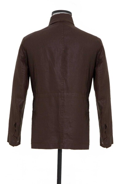 Kahverengi Hakim Yaka Keten Mont - 4