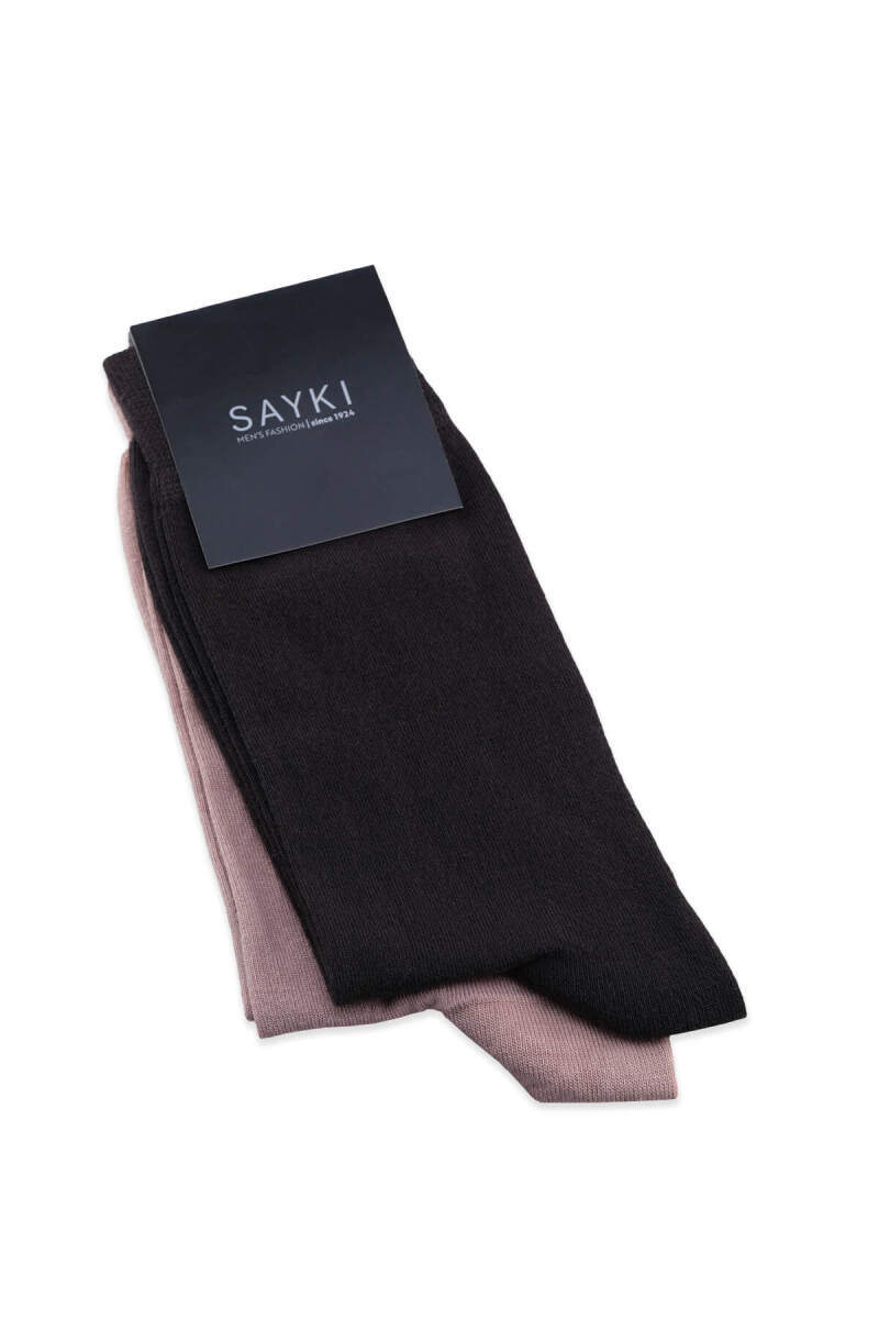 Kahverengi - Siyah İkili Bambu Soket Çorap - Saykı