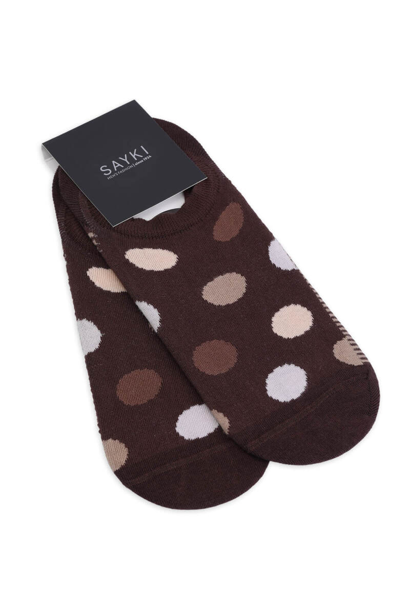 Kahverengi İkili Puantiyeli Pamuklu Babet Çorap - HATEM SAYKI