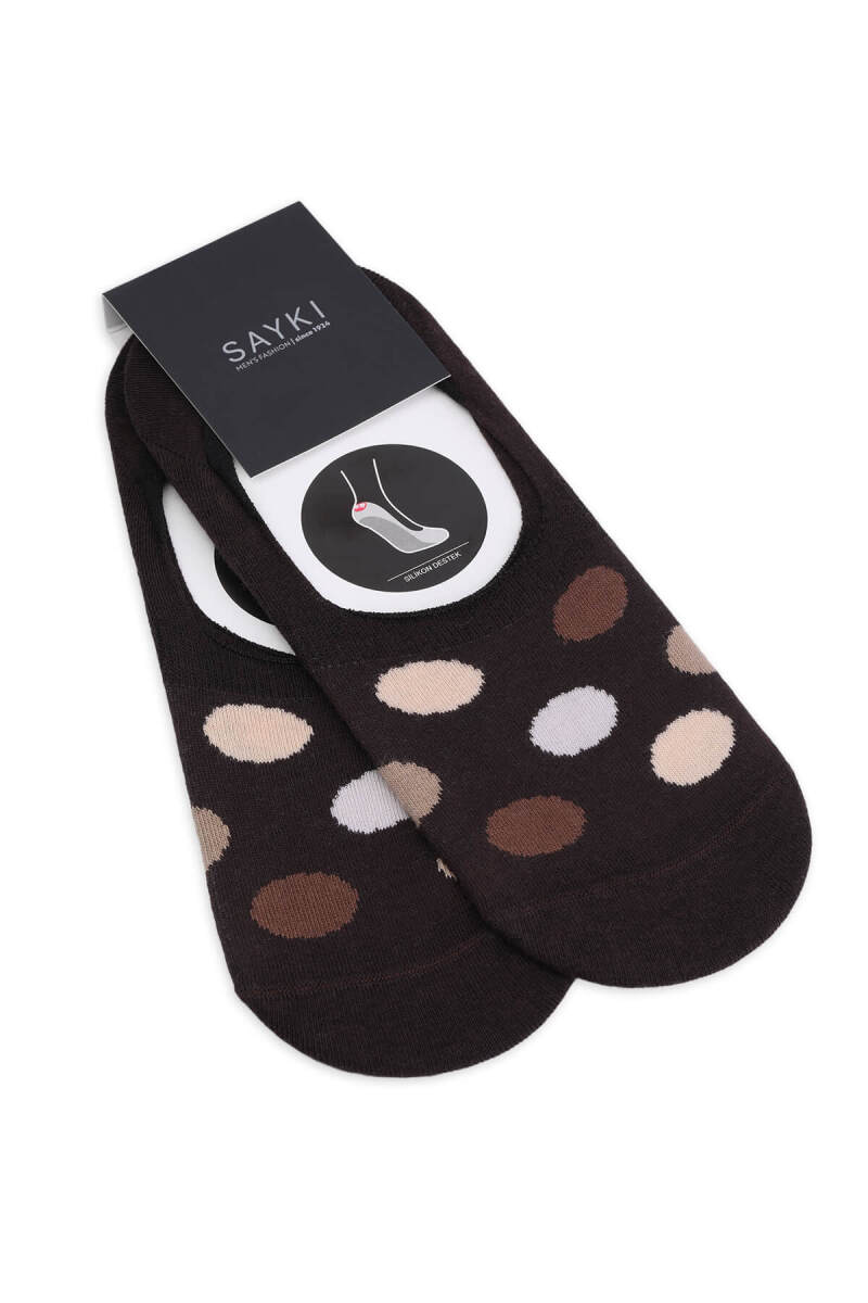 Kahverengi İkili Puantiyeli Pamuklu Babet Çorap - HATEM SAYKI