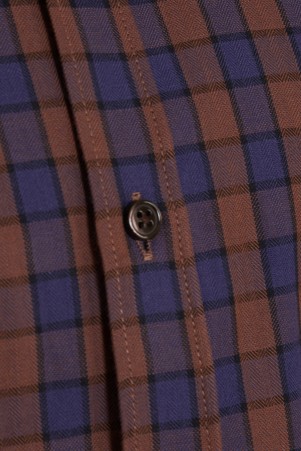 Kahverengi Regular Fit Uzun Kol 100% Pamuk Kareli Flanel Gömlek - 6