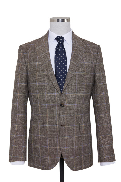 Kahverengi Slim Fit Kareli Ceket - 5