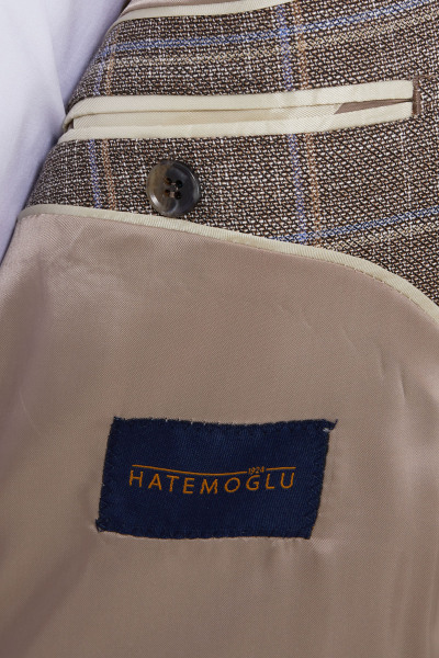 Kahverengi Slim Fit Kareli Ceket - 8