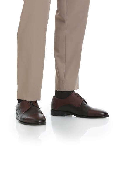 Kahverengi Klasik 100% Hakiki Deri Bağcıklı Ayakkabı - 6