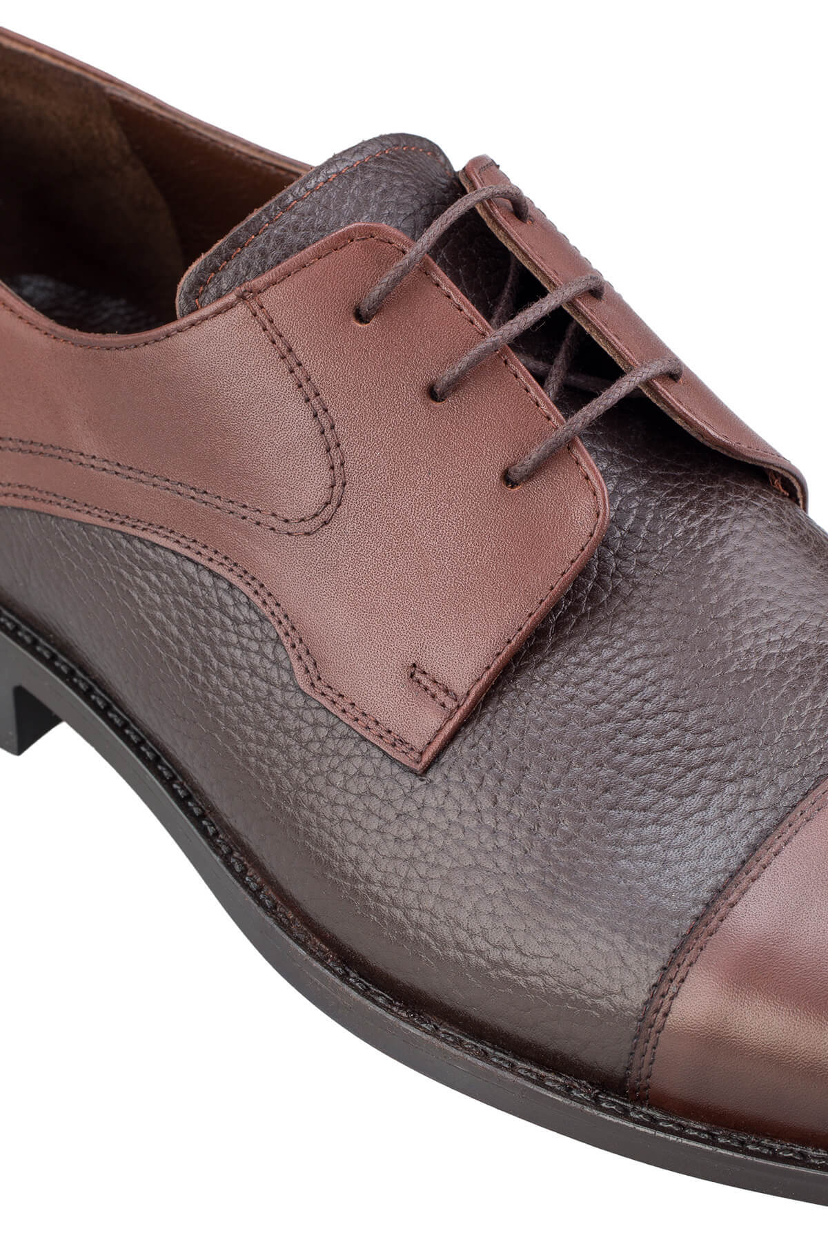 Kahverengi Klasik 100% Hakiki Deri Bağcıklı Ayakkabı - 3