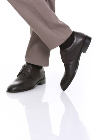 Kahverengi Klasik Bağcıklı Deri Ayakkabı - Thumbnail