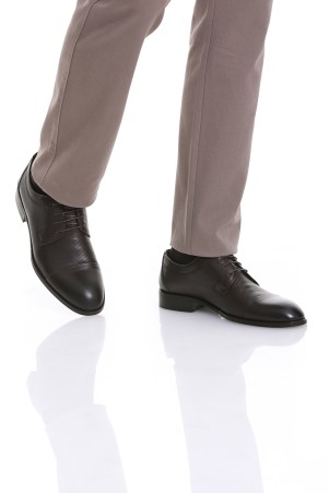 Kahverengi Klasik Bağcıklı Deri Ayakkabı - Thumbnail