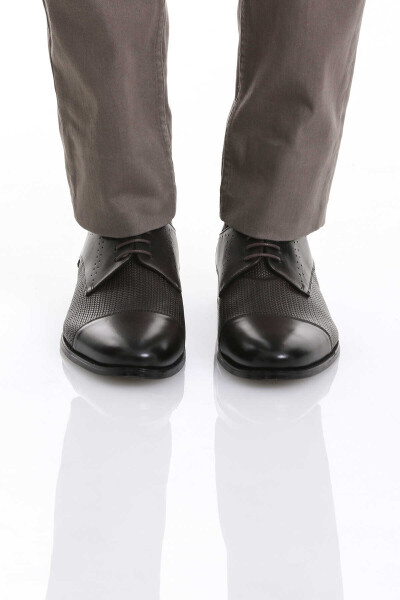 Kahverengi Klasik Bağcıklı Deri Ayakkabı - 1