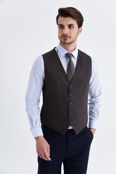 Kahverengi Klasik Yelek - 6