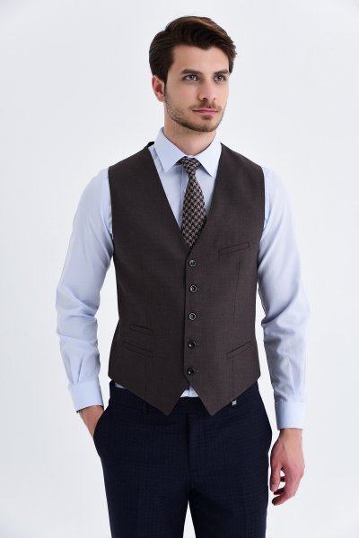 Kahverengi Klasik Yelek - 14