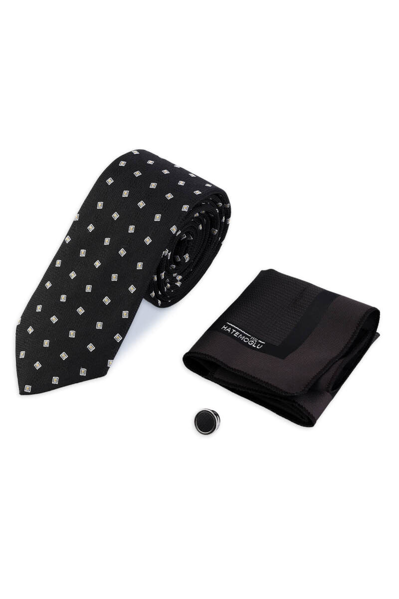 Kahverengi Kravat Mendil ve Yaka Rozeti 3'lü Set - HATEMOĞLU (1)