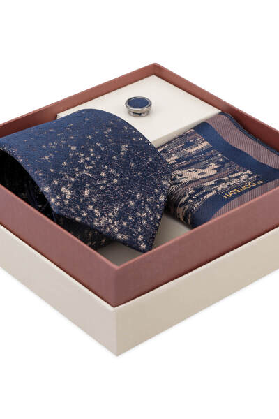 Kahverengi Kravat Mendil ve Yaka Rozeti 3'lü Set - 2