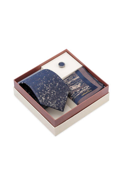 Kahverengi Kravat Mendil ve Yaka Rozeti 3'lü Set - 3