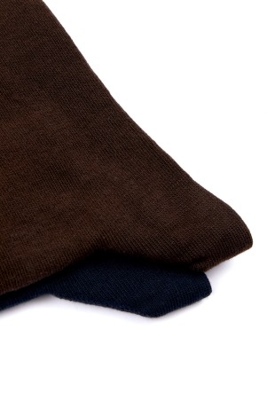 Kahverengi Pamuklu İkili Dikişsiz Soket Çorap - Thumbnail