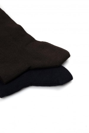 Kahverengi - Lacivert İkili Soket Çorap - Thumbnail