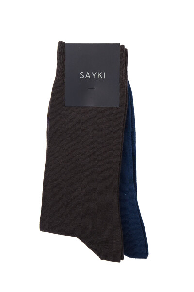 Kahverengi İkili Soket Çorap - 1