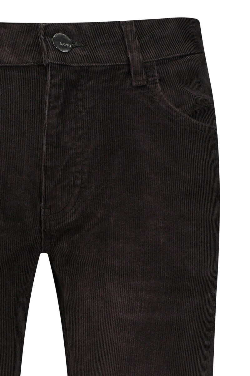 Kahverengi Rahat Kesim 5 Cep Pamuklu Casual Kadife Pantolon - Saykı (1)