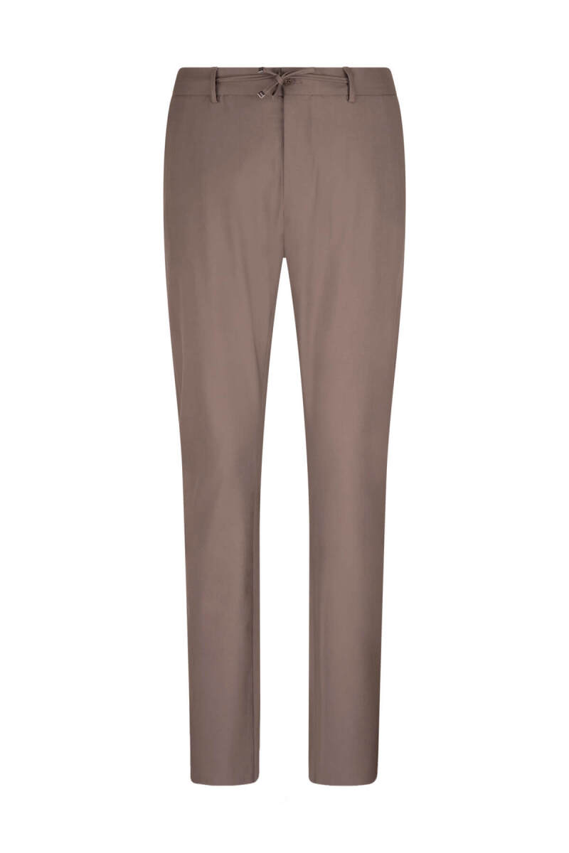 Kahverengi Rahat Kesim Yandan Cepli Kumaş Pantolon - Saykı