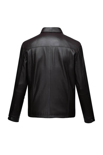 Kahverengi Regular Fit Bebe Yaka 100% Hakiki Deri Mont - 3