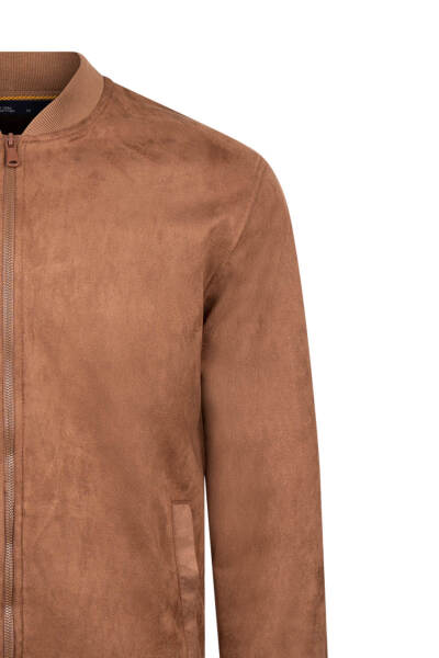 Koyu Kahverengi Regular Fit Bomber Yaka Mevsimlik Mont - 3